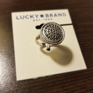 SALE**Lucky Brand Pave Crystal Silver-Tone Ring
